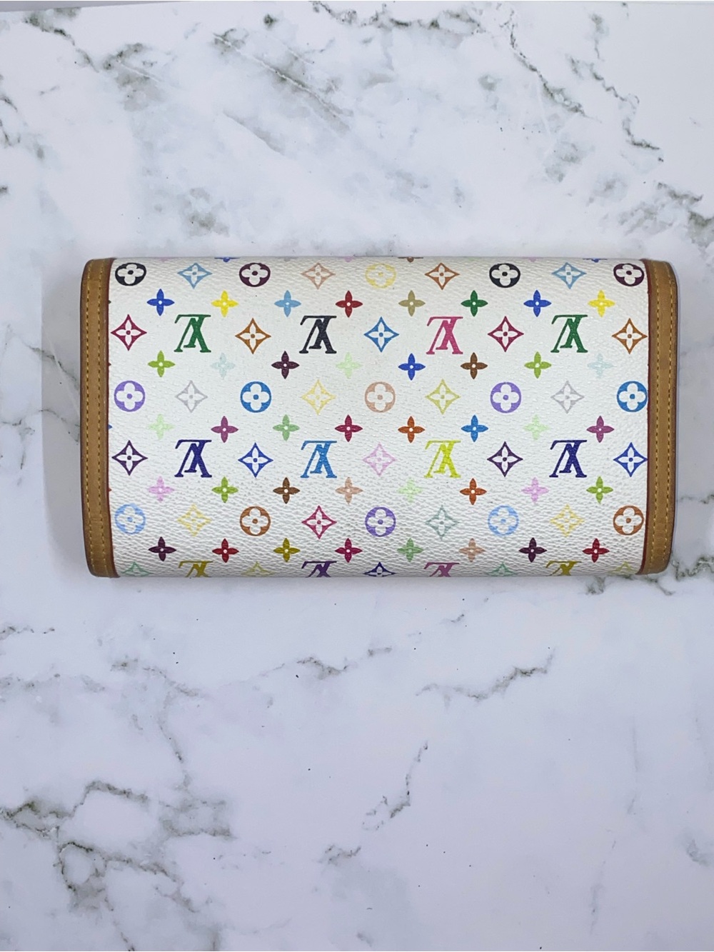 Louis Vuitton White Multicolor Monogram Canvas Fold Wallet - Picture 3 of 9